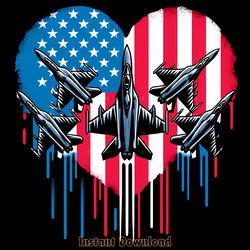 fighter jet airplane american flag heart