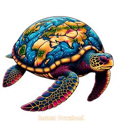 sea turtle sublimation design earth png digital download files