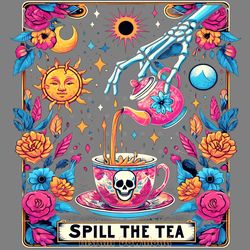 spill the tea funny tarot card png digital download files