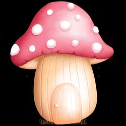 watercolor mushroom house clipart digital download files