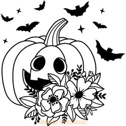 halloween pumpkin flower svg design digital download files