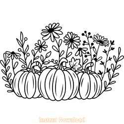 flower pumpkin fall svg bundle design digital download files