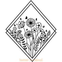 wildflower frame svg flower svg outline digital download files