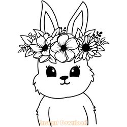 cute bunny svg bunny flower crow svg digital download files