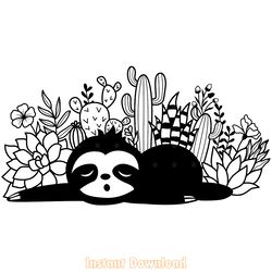 sloth svg cute sloth svg flower sloth digital download files