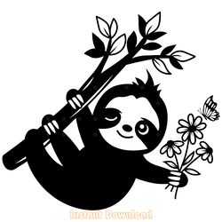 sloth svg baby sloth flower svg files digital download files