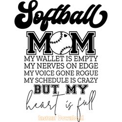 softball mom my wallet is empty svg digital download files