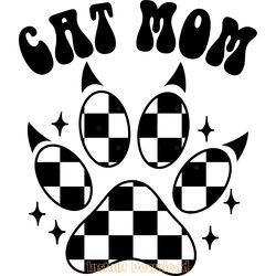 cat mom checkered paw svg cut file png digital download files