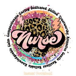 nurse leopard glitter png sublimation digital download files