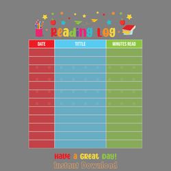 reading log for kids record chart digital download files