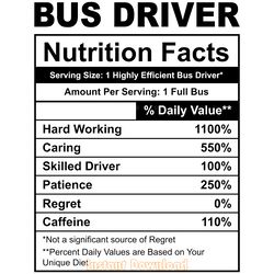 funny bus driver nutrition facts digital download files