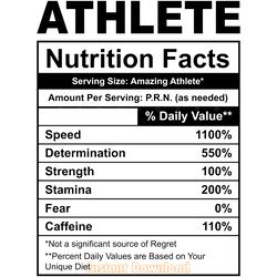 athlete nutrition facts svg t shirt digital download files