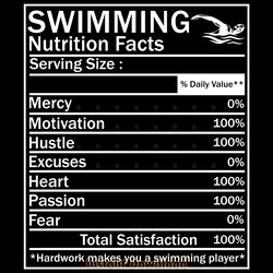 funny swimming nutrition facts svg digital download files