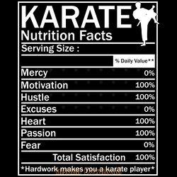 funny karate nutrition facts svg digital download files