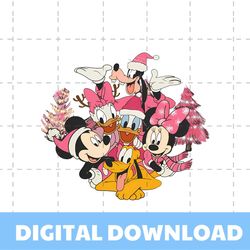 pink disney christmas tree mickey and friends png download