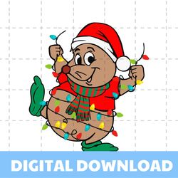 cute santa gus christmas lights svg cutting digital file