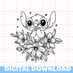 lilo & stitch floral flowers svg,stitch svg,ohana svg, stitch ohana svg, ohana means family cricut cut file digital down