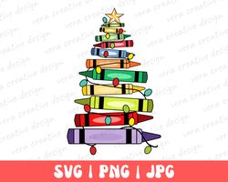 crayon christmas tree svg, christmas gift, christmas crayon png, teacher christmas png, gift for teachers, school christ