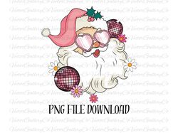 disco santa claus png-christmas sublimation digital design download-christmas flowers, preppy santa png, groovy christma