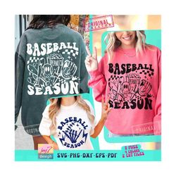 baseball season svg png retro baseball vibes game day designs bundle front back svg trendy retro aesthetic cut file & su