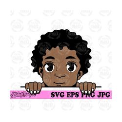 peeking afro kid male svg, black baby boy cut file, kid life stencil, afro baby t-shirt design png, baby�s room portrait decor clipart dxf