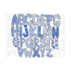 alphabet png files doodle letters png bundle hand drawn alpha pack digital download sublimation clipart blue alphabet fo