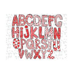 alphabet png files red white pattern fill png clipart bundle alphabet pack hand drawn doodle letters sublimation font di