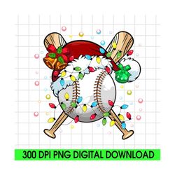 baseball santa christmas png, christmas light png, baseball christmas png, santa hat png