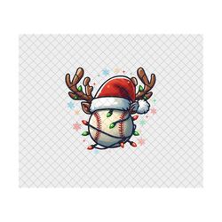 christmas baseball ball sublimation design, baseball christmas png, merry christmas baseball ball with santa hat png, di