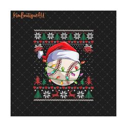 baseball christmas light png, baseball mom gift, baseball santa hat png, baseball lover christmas png, baseball ugly chr