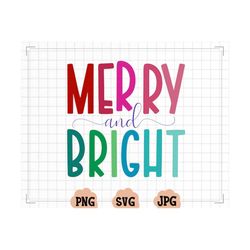 merry and bright christmas svg - merry and bright christmas png- retro font - merry christmas png - retro christmas decor - christmas shirt