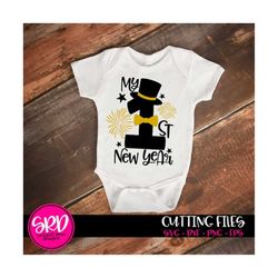 my first new year svg, new year&#39;s eve, svg cut file, baby&#39;s first, fireworks svg, boy, design, shirt, silhouette, cricut