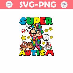 super autism mario puzzle pieces svg