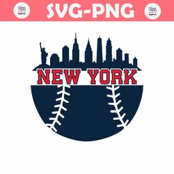 retro new york baseball skyline svg