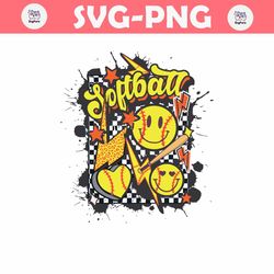 retro softball smiley face baseball svg