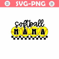 softball mama retro checkered mama svg