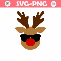 cool rudolph svg, red nose reindeer sunglasses svg, cute baby christmas shirt svg, rudolph aviators svg, boy, girl, kids