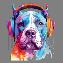american bully png sublimation design -american bully wearing headset instant digital dow
