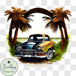 vintage car in a tropical paradise png design 165