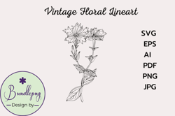 vintage flower drawing clipart design 170