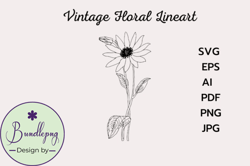 vintage flower drawing clipart design 171