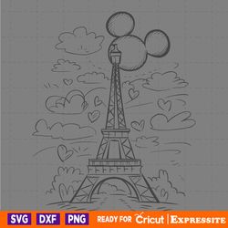 retro mickey mouse ears eiffel tower svg