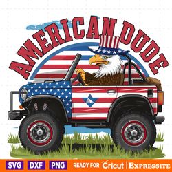 american dude eagle driving four wheeled vehicle png