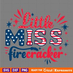 patriotic day little miss firecracker svg