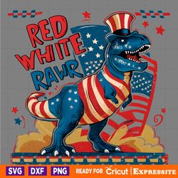 red white and rawr patriotic dinosaur png