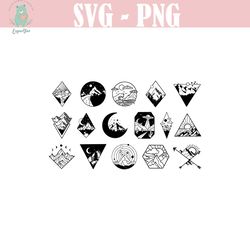 mountain svg bundle hand drawn | geometric mountain svg | camping outdoors adventure svg | mountain silhouette svg png |