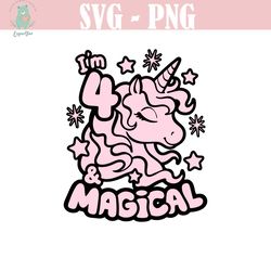 unicorn 4th birthday svg, fourth birthday svg, png, dxf happy birthday 4 year old girl svg, cut files for cricut