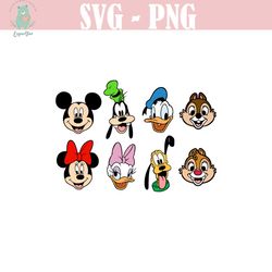 mickey & friends minnie daisy donald goofy pluto chip dale layered color bundle | svg clipart download sublimation cut f