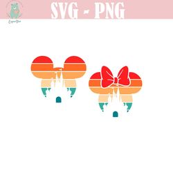 sunset, mickey minnie mouse, castle, ears head, svg png dxf formats, cut, cricut, silhouette, instant download