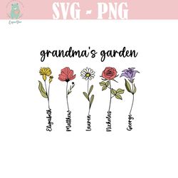 personalized grandma's garden svg, mother's day svg, birth month flowers clipart, diy birth month flower svg, watercolor